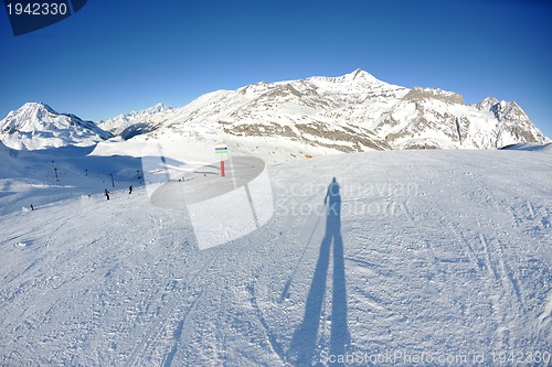 Image of High mountains under snow in the winter