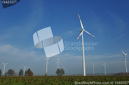 Image of wind turbine generating eco electricity