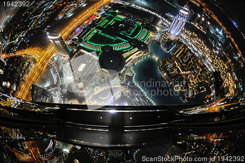 Image of Panorama of down town Dubai city at night