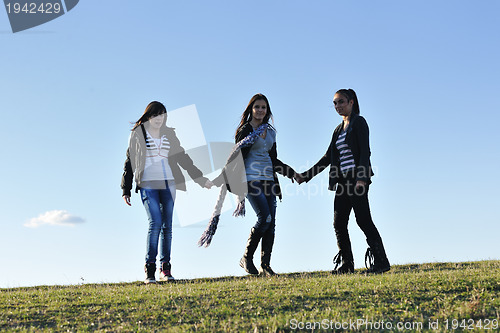 Image of group of teens have fun outdoor