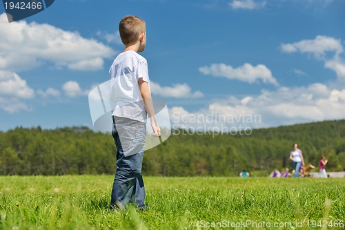 Image of happy kids group  have fun in nature