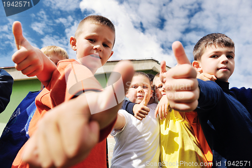 Image of preschool  kids outdoor have fun