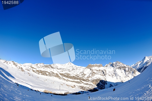 Image of High mountains under snow in the winter