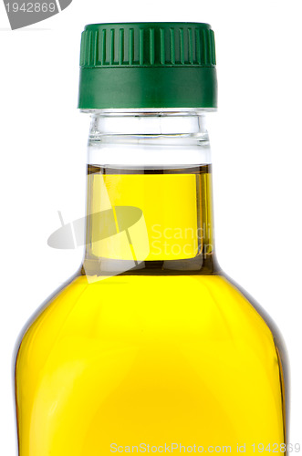 Image of Olive oil bottle closeup
