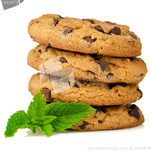 Image of Chocolate cookies with mint leaves