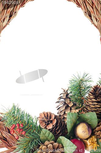 Image of Wreath straw Christmas background