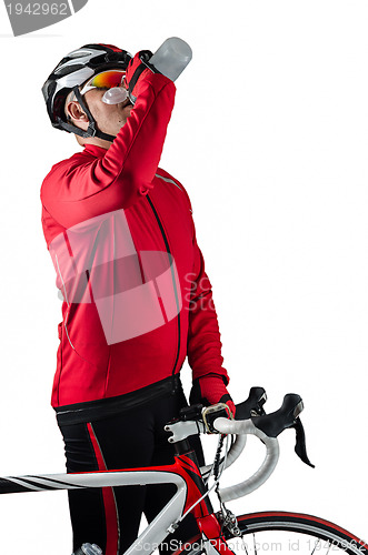 Image of Cyclist drinking water