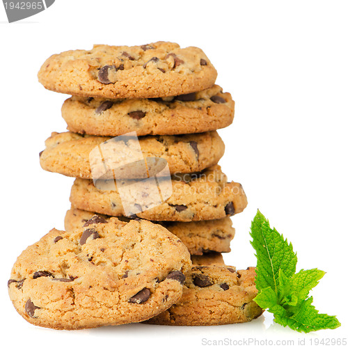 Image of Chocolate cookies with mint leaves