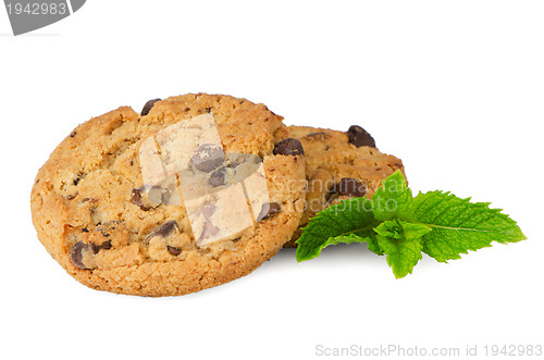 Image of Chocolate cookies with mint leaves