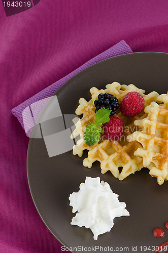 Image of Tasty waffle with fruits 