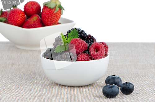 Image of Bowl of berries fruits 