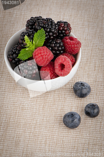 Image of Bowl of berries fruits 