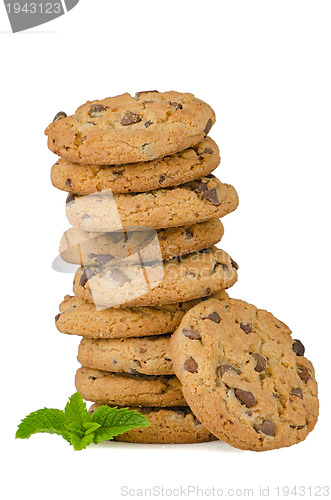 Image of Chocolate cookies with mint leaves