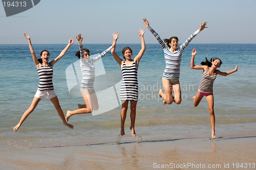 Image of Five girls jumping