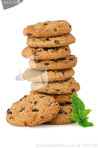 Image of Chocolate cookies with mint leaves