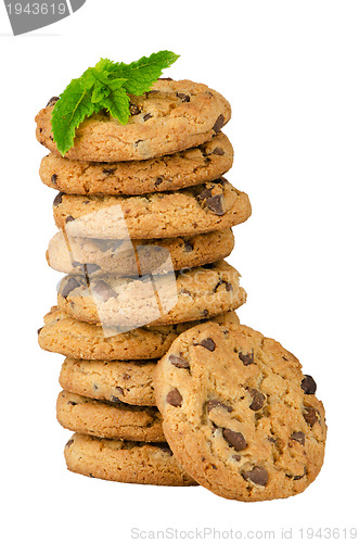 Image of Chocolate cookies with mint leaves