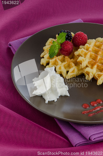 Image of Tasty waffle with fruits 