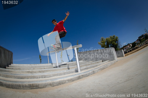 Image of Skateboarder on a slide