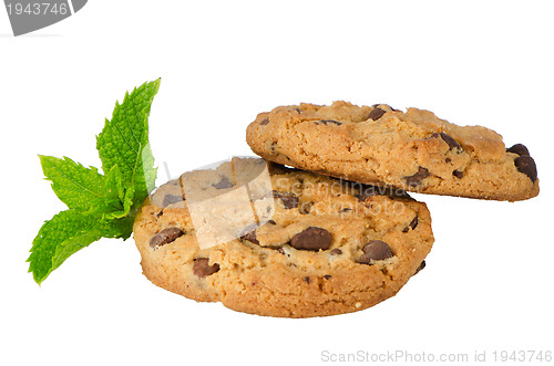 Image of Chocolate cookies with mint leaves