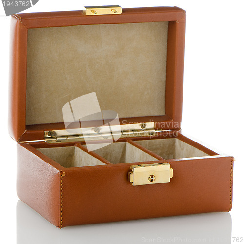 Image of Brown leather jewelery box