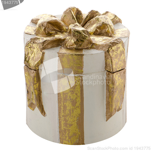 Image of Christmas decorative white gift box 