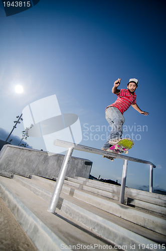 Image of Skateboarder on a slide