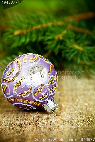 Image of christmas decoration and fir tree