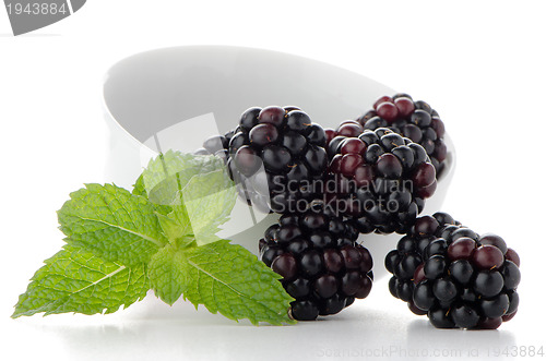 Image of Blackberries in White Bowl