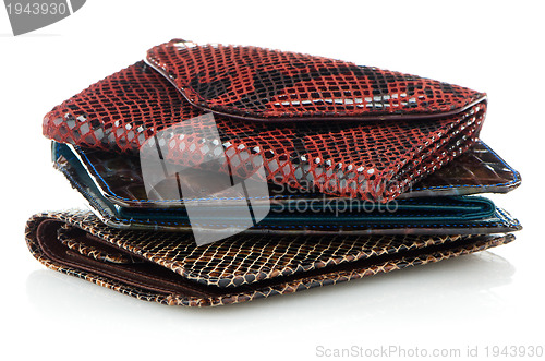 Image of Stack of leather wallets