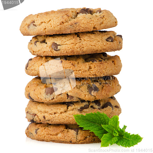 Image of Chocolate cookies with mint leaves