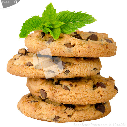 Image of Chocolate cookies with mint leaves