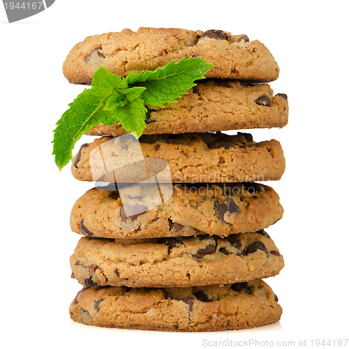 Image of Chocolate cookies with mint leaves