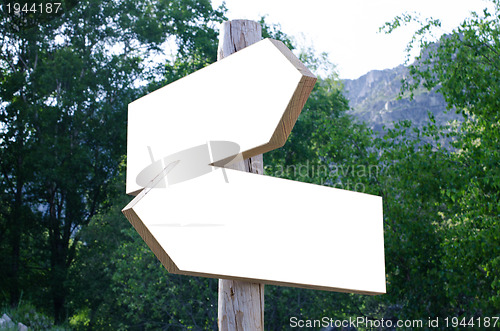 Image of Two blank wooden sign