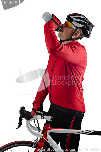 Image of Cyclist drinking water