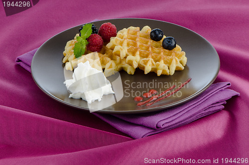 Image of Tasty waffle with fruits 