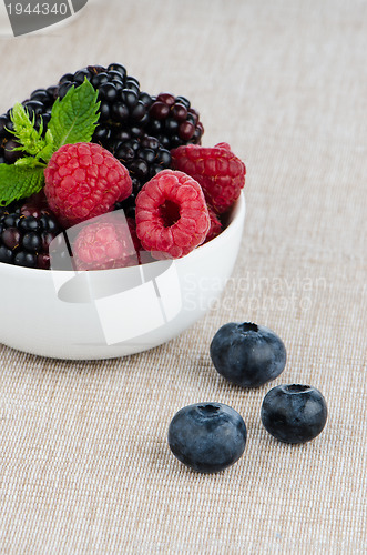 Image of Bowl of berries fruits 