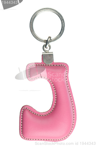 Image of Leather keychain with letter J