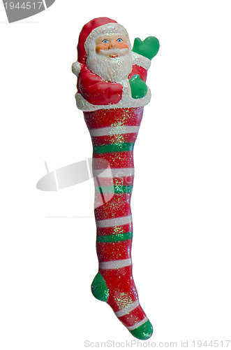 Image of Santa's white and red stocking