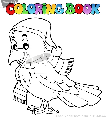 Image of Coloring book cartoon raven