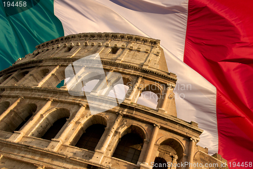 Image of colosseum on flag