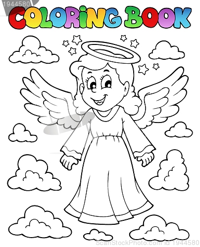 Image of Coloring book image with angel 1