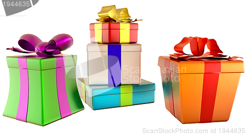 Image of set of gifts with bows