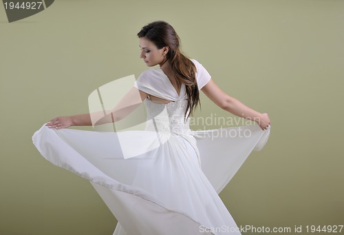 Image of Portrait of a beautiful woman dressed as a bride