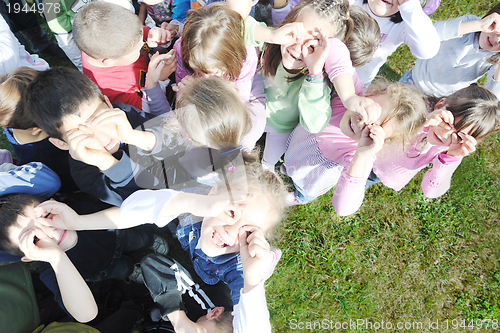 Image of preschool  kids outdoor have fun