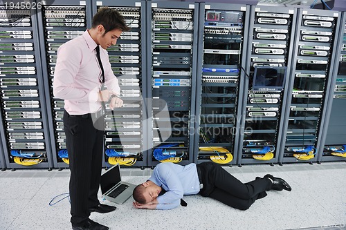 Image of system fail situation in network server room