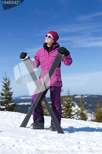 Image of winter woman ski