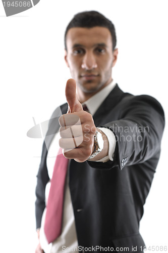 Image of Businessmen making his thumb up saying OK