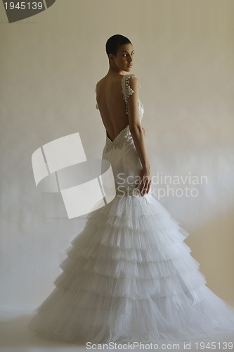 Image of Portrait of a beautiful woman dressed as a bride