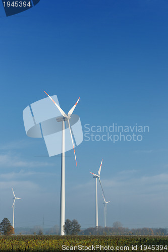 Image of wind turbine generating eco electricity