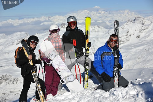 Image of people group on snow at winter season